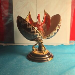 Decorative Egg with Red and Gold " The  Noble Protector "Accents "The Conqueror"